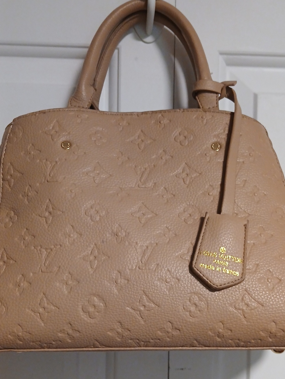 Louis Vuitton Nude Beige Embossed Monogram Satchel